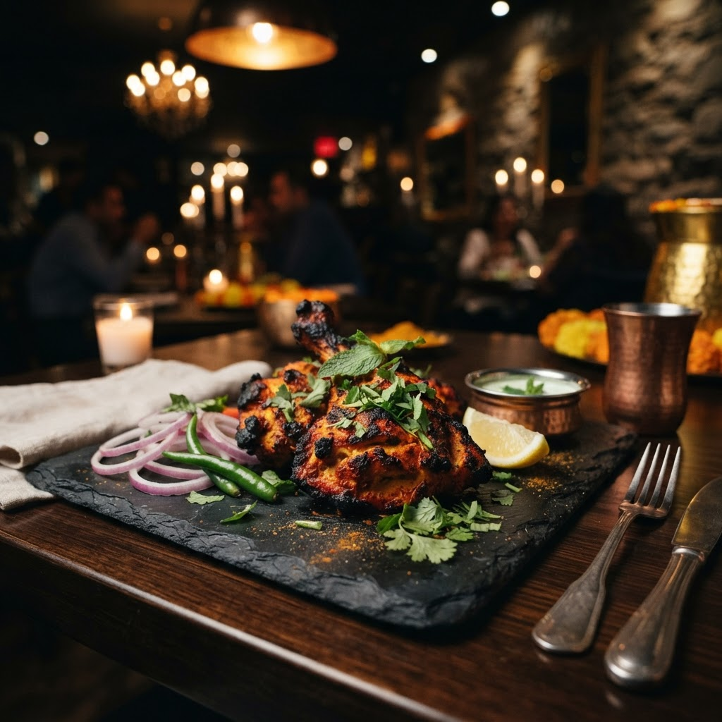 Plat tandoori grillé à la croûte d'épices safranée